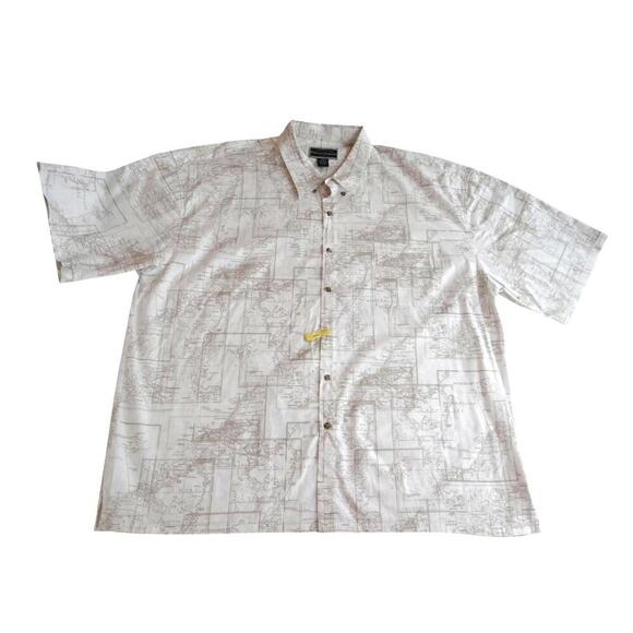 Field & Stream Map Print Short Sleeve Shirt XXXL - Picture 1 of 3